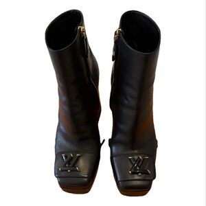 Louis Vuitton Black Heeled Boots with Logo Detail